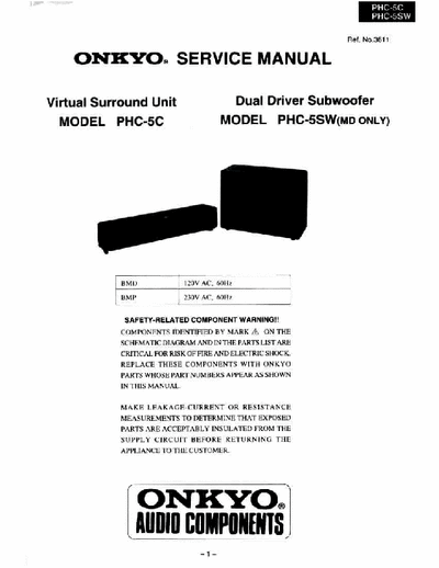 Onkyo PHC-5C, PHC-5SW Service Manual Virtual Surround Unit, Dual Driver Subwoofer (MD Only) - pag. 20